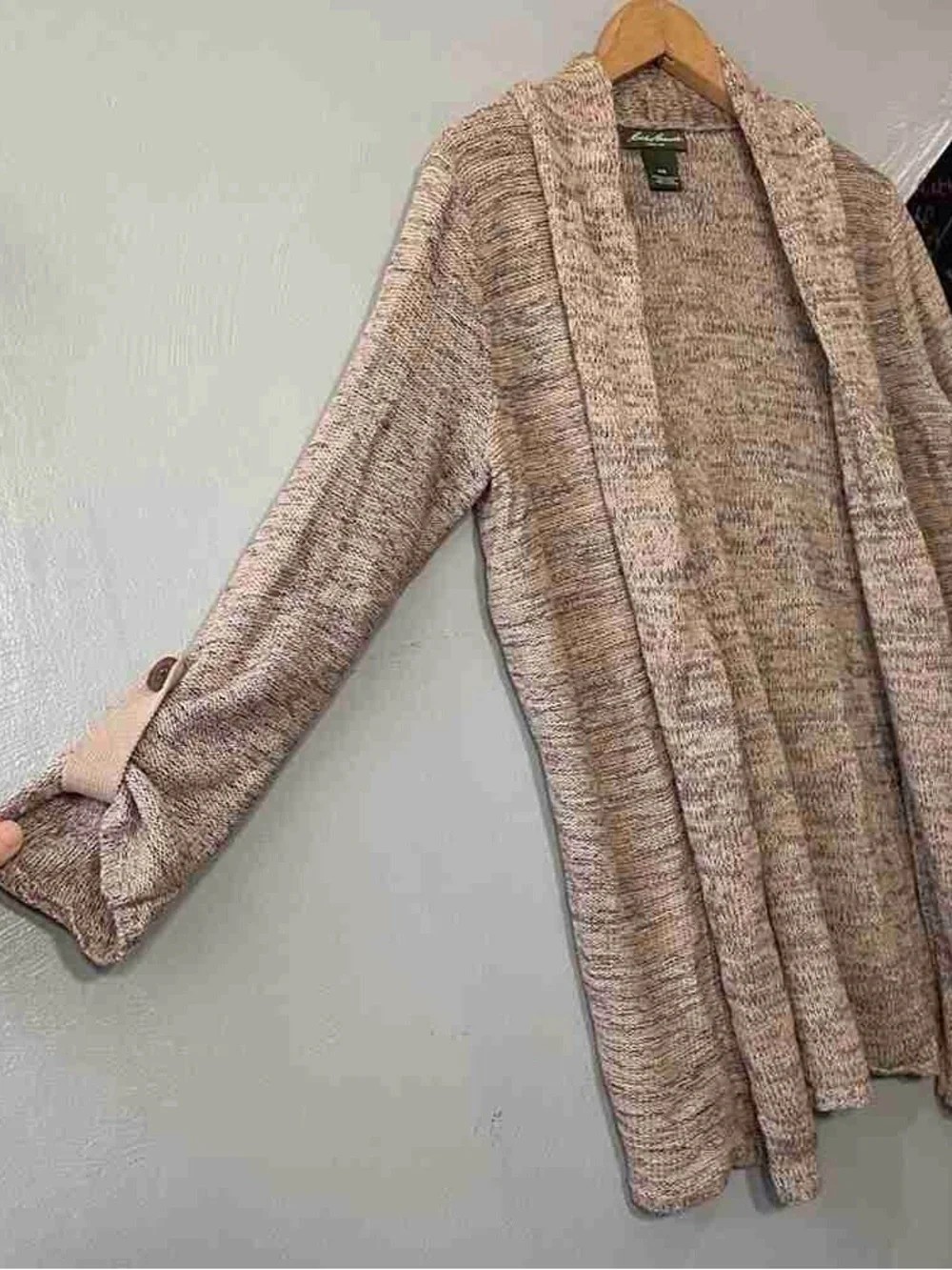 Open Front Cardigan Sweater in Heathered Beige